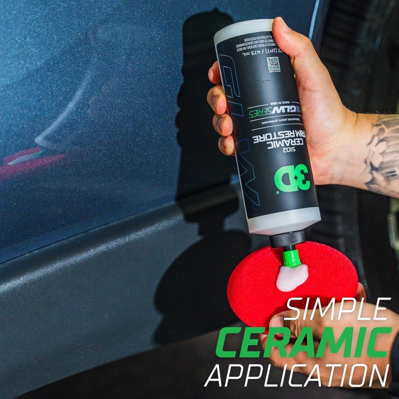 3D SiO2 Ceramic Trim Restore, GLW Series | Ultimate Hydrophobic Trim Reviver | SiO2 Infused Restoring, Shining, & Protecting | Restores Black Plastic & Vinyl | DIY Car Detailing | 16 oz - Image 5